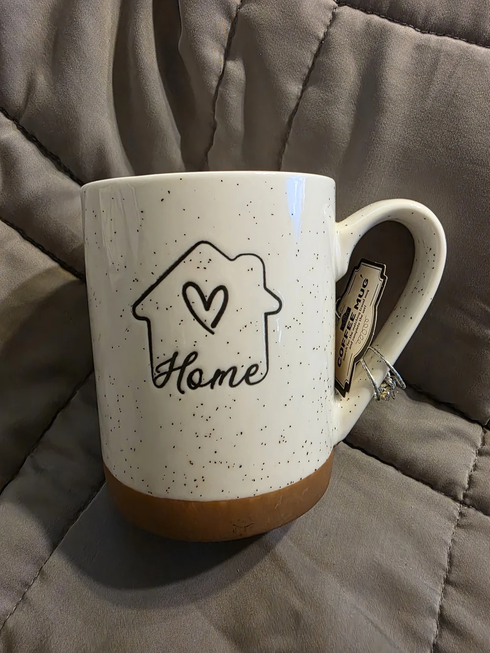 Home Speckled Ceramic Coffee Mug with Brown Accent